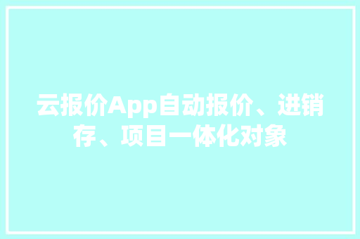云报价App自动报价、进销存、项目一体化对象