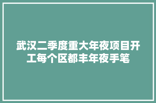 武汉二季度重大年夜项目开工每个区都丰年夜手笔