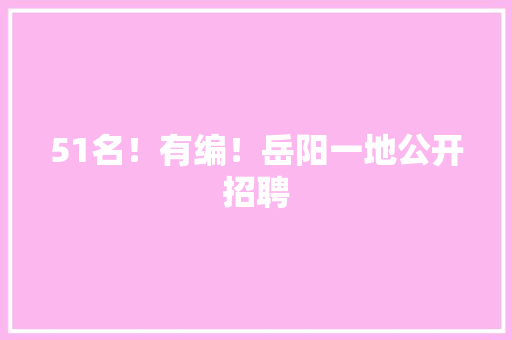 51名！有编！岳阳一地公开招聘