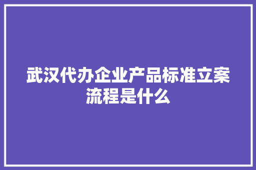 武汉代办企业产品标准立案流程是什么