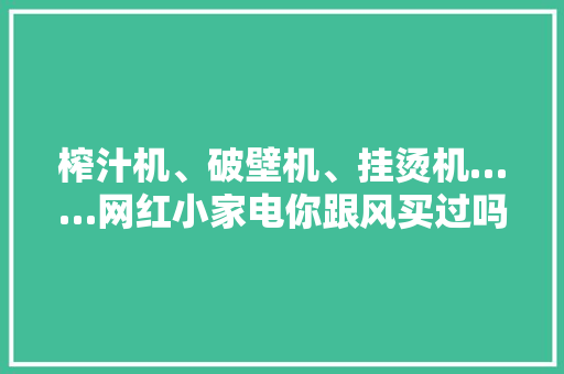 榨汁机、破壁机、挂烫机……网红小家电你跟风买过吗？
