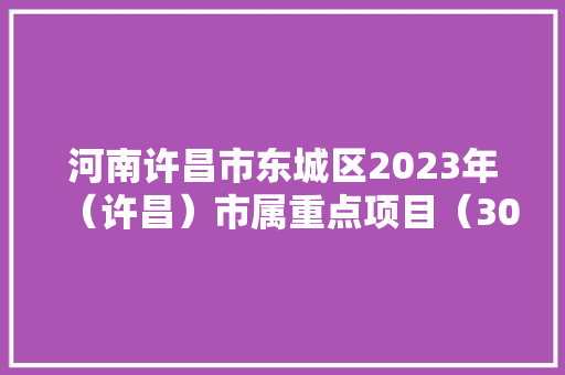 河南许昌市东城区2023年（许昌）市属重点项目（30个）