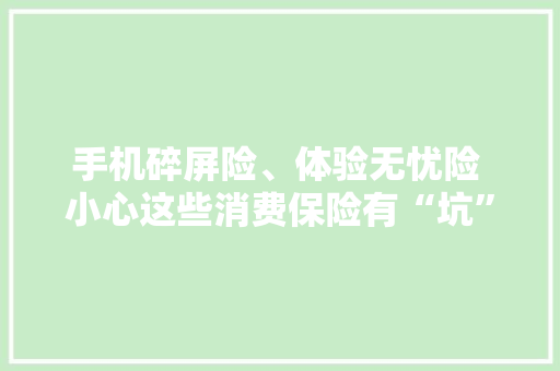 手机碎屏险、体验无忧险 小心这些消费保险有“坑”