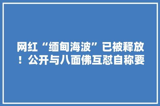 网红“缅甸海波”已被释放！公开与八面佛互怼自称要再闯东南亚