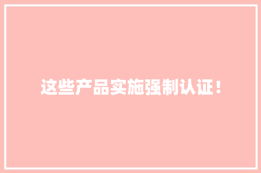 这些产品实施强制认证！