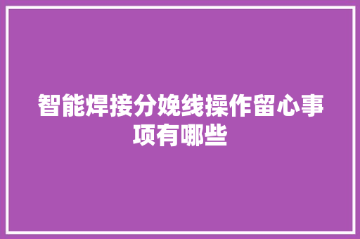 智能焊接分娩线操作留心事项有哪些