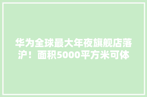 华为全球最大年夜旗舰店落沪！面积5000平方米可体验500多种电子产品
