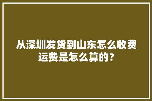 从深圳发货到山东怎么收费运费是怎么算的？