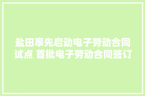 盐田率先启动电子劳动合同试点 首批电子劳动合同签订