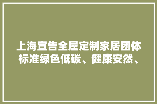 上海宣告全屋定制家居团体标准绿色低碳、健康安然、透明溯源成三大年夜亮点
