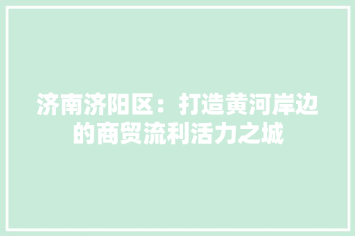 济南济阳区：打造黄河岸边的商贸流利活力之城