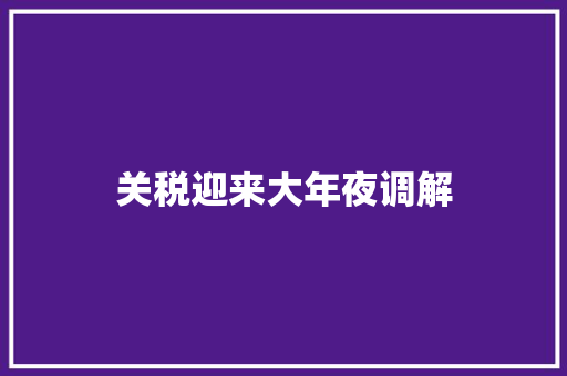 关税迎来大年夜调解