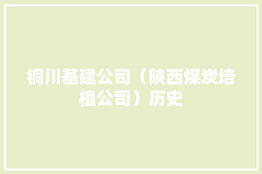 铜川基建公司（陕西煤炭培植公司）历史