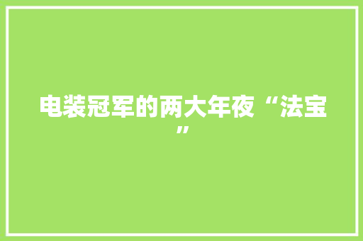 电装冠军的两大年夜“法宝”