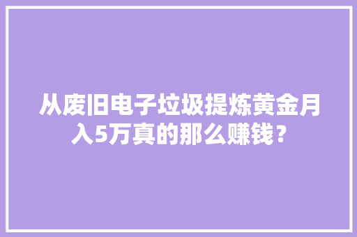 从废旧电子垃圾提炼黄金月入5万真的那么赚钱？
