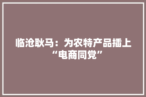 临沧耿马：为农特产品插上“电商同党”