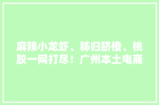 麻辣小龙虾、秭归脐橙、桃胶一网打尽！广州本土电商为湖北地区带货