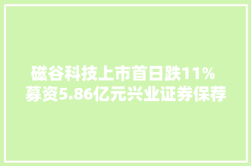 磁谷科技上市首日跌11% 募资5.86亿元兴业证券保荐