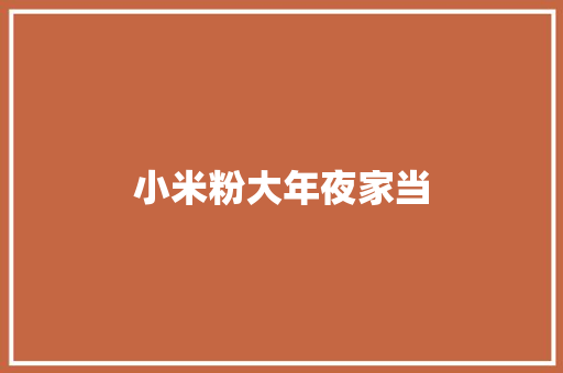 小米粉大年夜家当