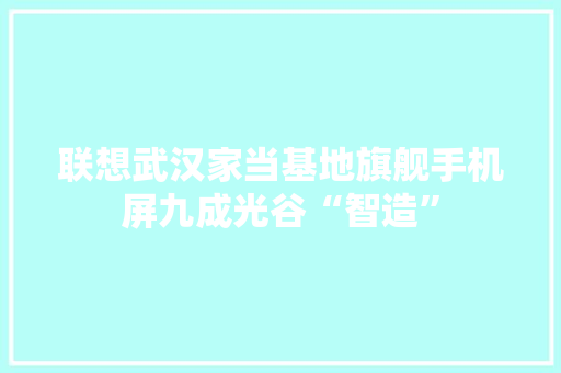 联想武汉家当基地旗舰手机屏九成光谷“智造”