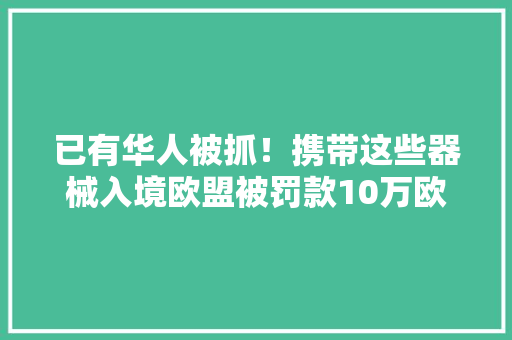 已有华人被抓！携带这些器械入境欧盟被罚款10万欧元还要坐牢！