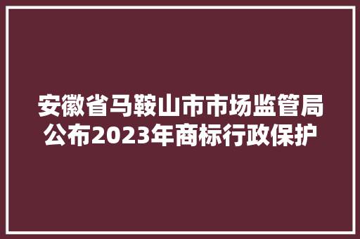 安徽省马鞍山市市场监管局公布2023年商标行政保护专项行动范例案例（2023年第二批常识产权保护范例案例）