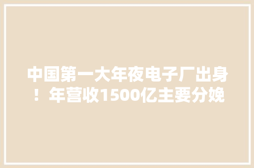 中国第一大年夜电子厂出身！年营收1500亿主要分娩华为手机