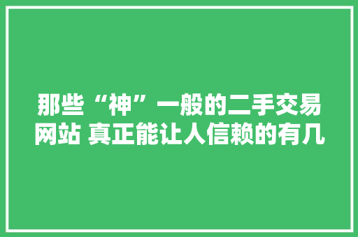 那些“神”一般的二手交易网站 真正能让人信赖的有几家？