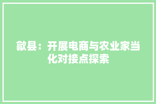 歙县：开展电商与农业家当化对接点探索