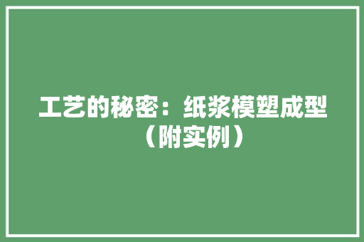 工艺的秘密：纸浆模塑成型（附实例）
