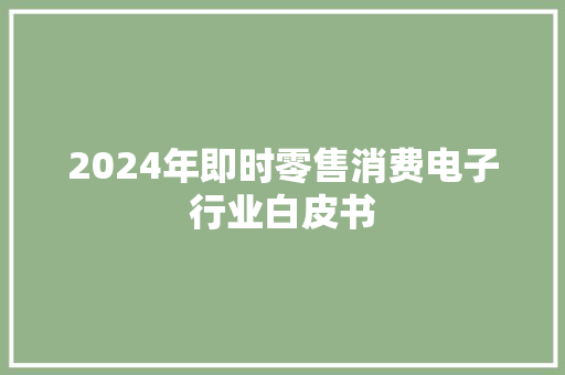 2024年即时零售消费电子行业白皮书
