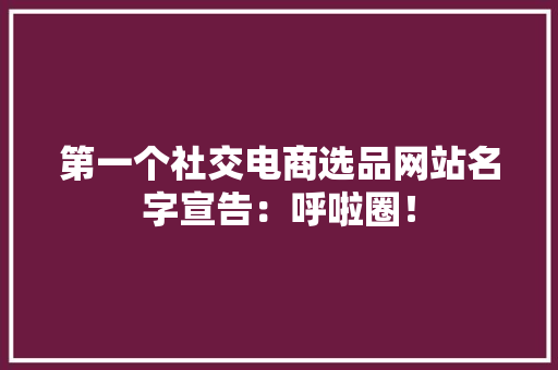 第一个社交电商选品网站名字宣告：呼啦圈！