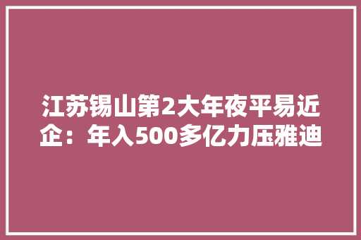 江苏锡山第2大年夜平易近企：年入500多亿力压雅迪远甩兴达等一众企业