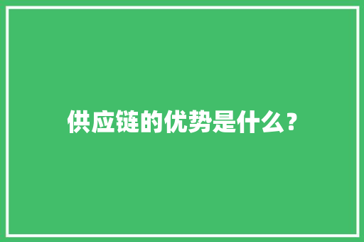 供应链的优势是什么？