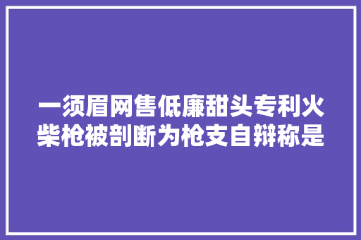 一须眉网售低廉甜头专利火柴枪被剖断为枪支自辩称是玩具