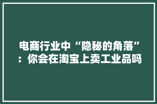 电商行业中“隐秘的角落”：你会在淘宝上卖工业品吗？