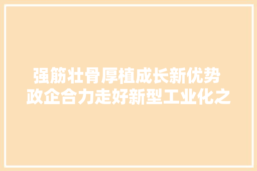 强筋壮骨厚植成长新优势 政企合力走好新型工业化之路