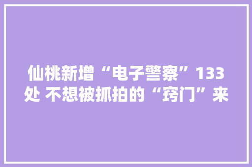 仙桃新增“电子警察”133处 不想被抓拍的“窍门”来了