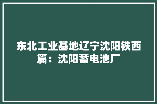 东北工业基地辽宁沈阳铁西篇：沈阳蓄电池厂