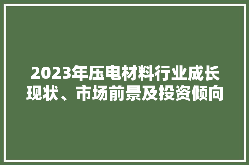 2023年压电材料行业成长现状、市场前景及投资倾向申报