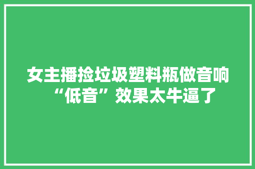 女主播捡垃圾塑料瓶做音响“低音”效果太牛逼了