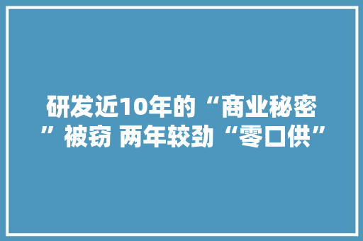 研发近10年的“商业秘密”被窃 两年较劲“零口供”拿下窃密者