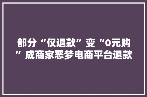 部分“仅退款”变“0元购”成商家恶梦电商平台退款规则亟待完善