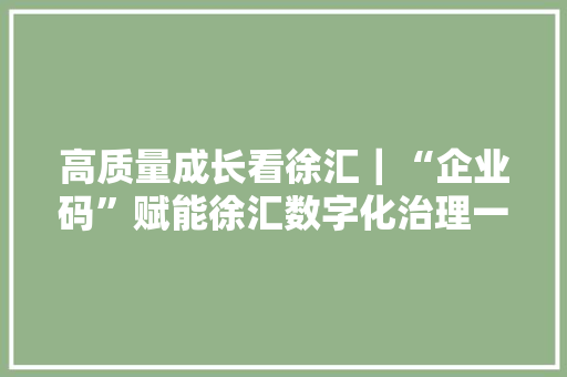 高质量成长看徐汇｜“企业码”赋能徐汇数字化治理一码“集成”诸多做事