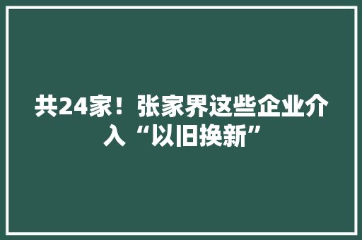 共24家！张家界这些企业介入“以旧换新”