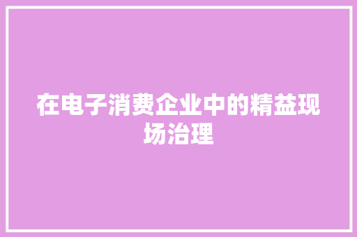 在电子消费企业中的精益现场治理