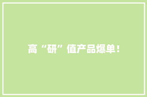 高“研”值产品爆单！