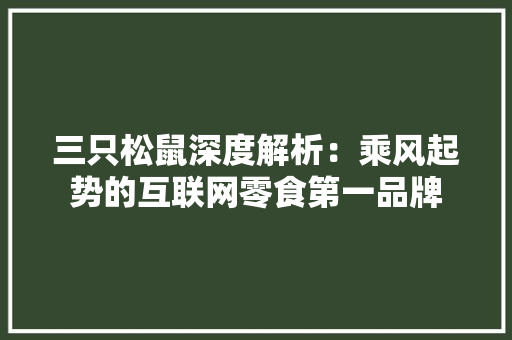 三只松鼠深度解析：乘风起势的互联网零食第一品牌