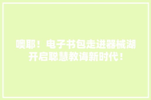 噢耶！电子书包走进器械湖开启聪慧教诲新时代！