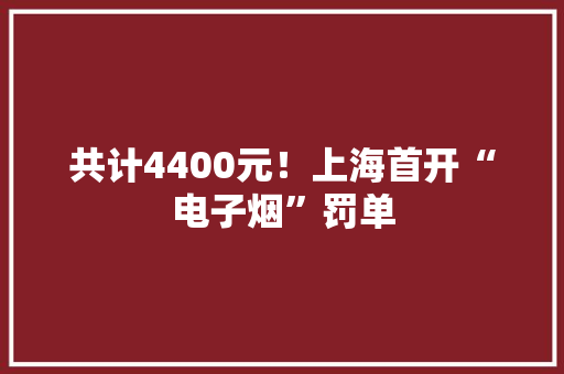 共计4400元！上海首开“电子烟”罚单